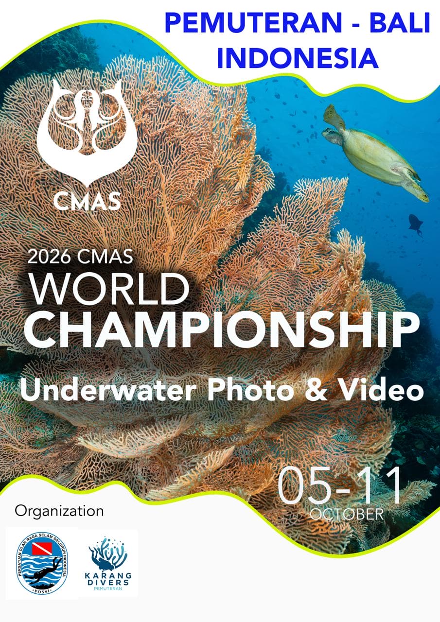 Official poster for the 2026 CMAS World Championship in Underwater Photography and Video, Pemuteran Bali, 5–11 October 2026