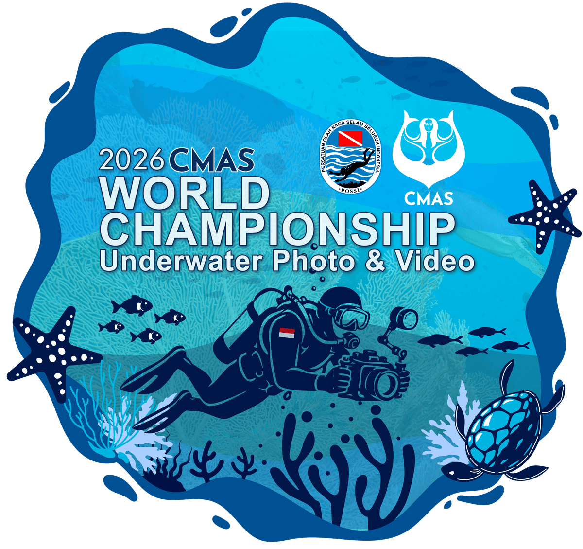 Official poster for the 2026 CMAS World Championship in Underwater Photography and Video, Pemuteran Bali, 5–11 October 2026